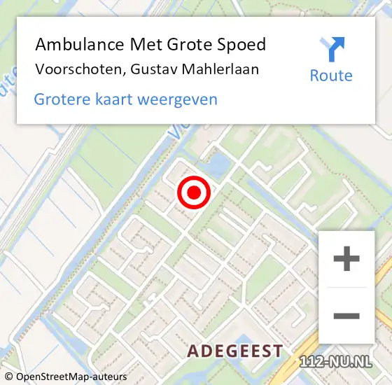 Locatie op kaart van de 112 melding: Ambulance Met Grote Spoed Naar Voorschoten, Gustav Mahlerlaan op 30 december 2017 12:45