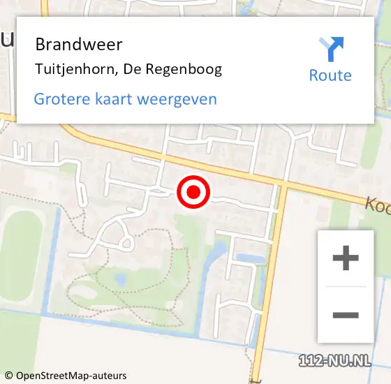 Locatie op kaart van de 112 melding: Brandweer Tuitjenhorn, De Regenboog op 30 december 2017 14:00