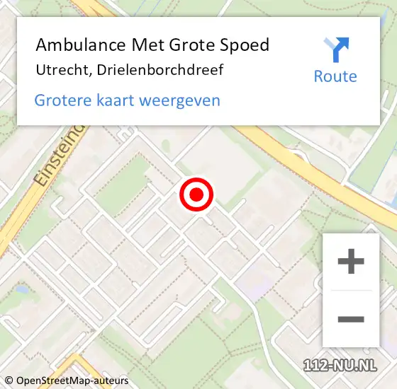 Locatie op kaart van de 112 melding: Ambulance Met Grote Spoed Naar Utrecht, Drielenborchdreef op 30 december 2017 14:04