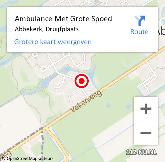 Locatie op kaart van de 112 melding: Ambulance Met Grote Spoed Naar Abbekerk, Druijfplaats op 30 december 2017 14:12