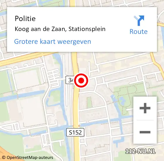 Locatie op kaart van de 112 melding: Politie Koog aan de Zaan, Stationsplein op 30 december 2017 14:20