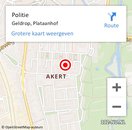 Locatie op kaart van de 112 melding: Politie Geldrop, Plataanhof op 30 december 2017 15:33