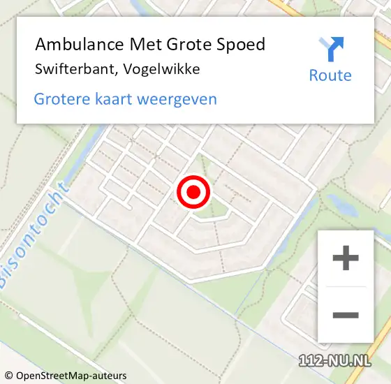 Locatie op kaart van de 112 melding: Ambulance Met Grote Spoed Naar Swifterbant, Vogelwikke op 30 december 2017 15:34