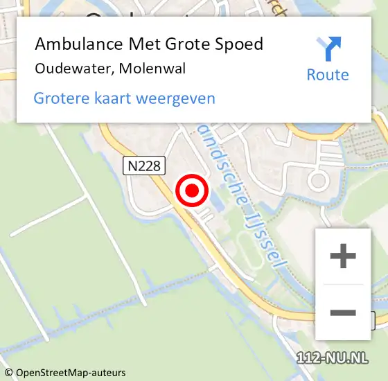 Locatie op kaart van de 112 melding: Ambulance Met Grote Spoed Naar Oudewater, Molenwal op 30 december 2017 15:37