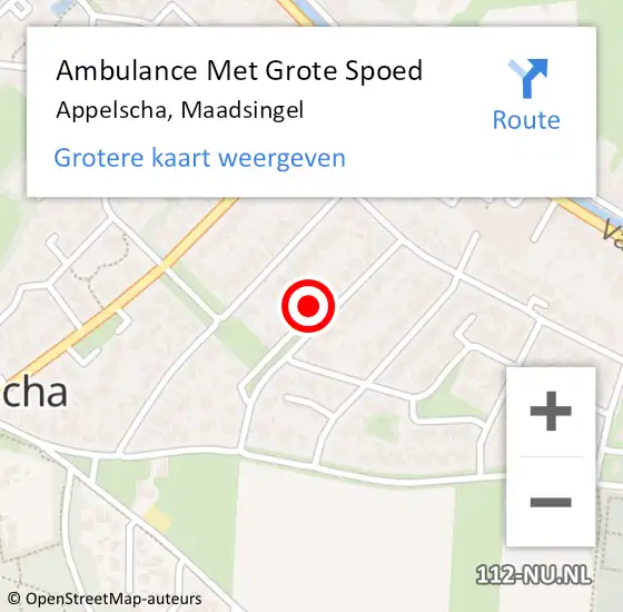 Locatie op kaart van de 112 melding: Ambulance Met Grote Spoed Naar Appelscha, Maadsingel op 30 december 2017 15:40