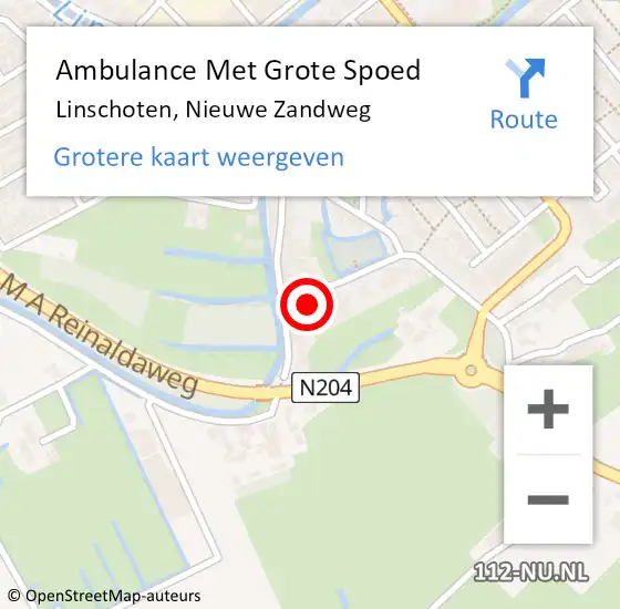 Locatie op kaart van de 112 melding: Ambulance Met Grote Spoed Naar Linschoten, Nieuwe Zandweg op 30 december 2017 15:47