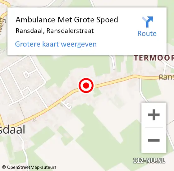 Locatie op kaart van de 112 melding: Ambulance Met Grote Spoed Naar Ransdaal, Ransdalerstraat op 11 februari 2014 13:54