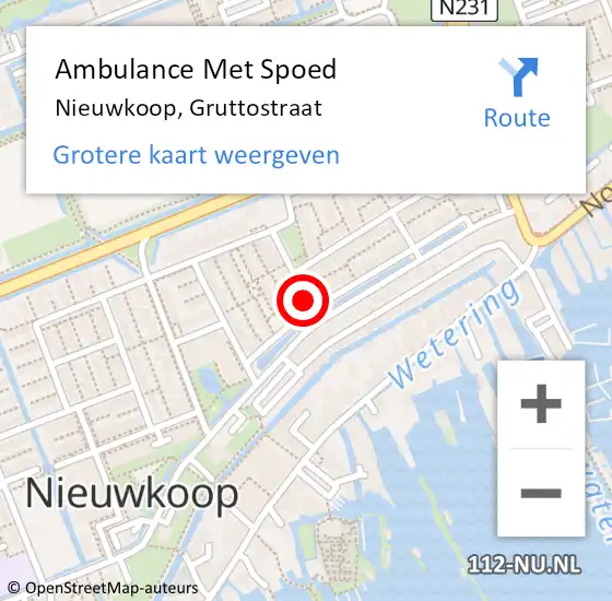 Locatie op kaart van de 112 melding: Ambulance Met Spoed Naar Nieuwkoop, Gruttostraat op 30 december 2017 16:45