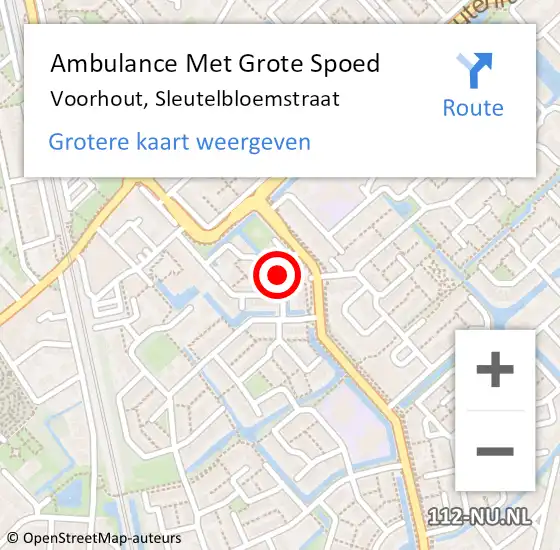 Locatie op kaart van de 112 melding: Ambulance Met Grote Spoed Naar Voorhout, Sleutelbloemstraat op 30 december 2017 17:07