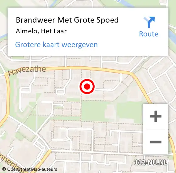 Locatie op kaart van de 112 melding: Brandweer Met Grote Spoed Naar Almelo, Het Laar op 30 december 2017 17:24