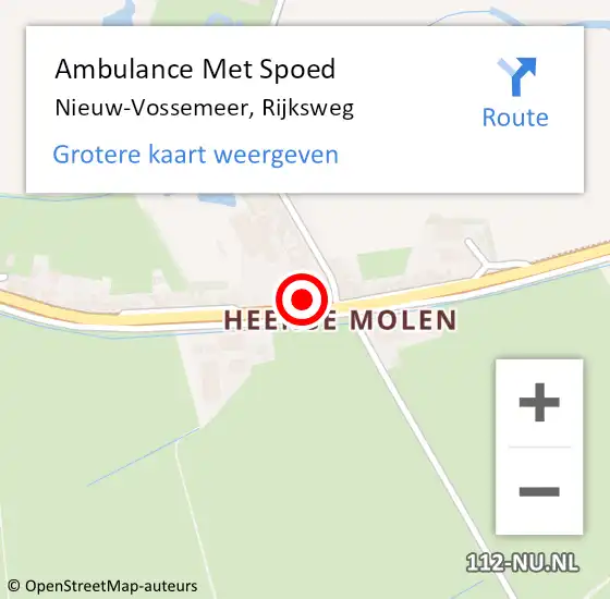 Locatie op kaart van de 112 melding: Ambulance Met Spoed Naar Nieuw-Vossemeer, Rijksweg op 30 december 2017 17:30