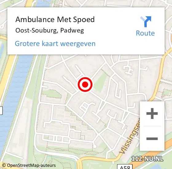 Locatie op kaart van de 112 melding: Ambulance Met Spoed Naar Oost-Souburg, Padweg op 30 december 2017 17:53