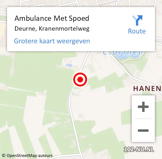 Locatie op kaart van de 112 melding: Ambulance Met Spoed Naar Deurne, Kranenmortelweg op 30 december 2017 18:25