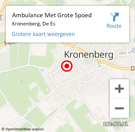 Locatie op kaart van de 112 melding: Ambulance Met Grote Spoed Naar Kronenberg, De Es op 30 december 2017 18:45