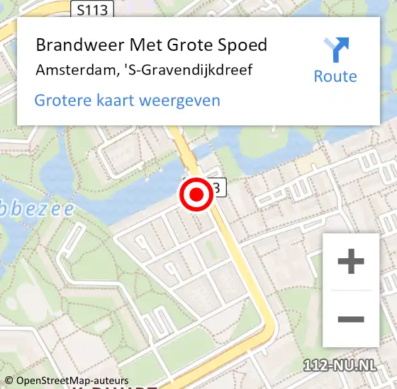 Locatie op kaart van de 112 melding: Brandweer Met Grote Spoed Naar Amsterdam, 'S-Gravendijkdreef op 30 december 2017 18:49
