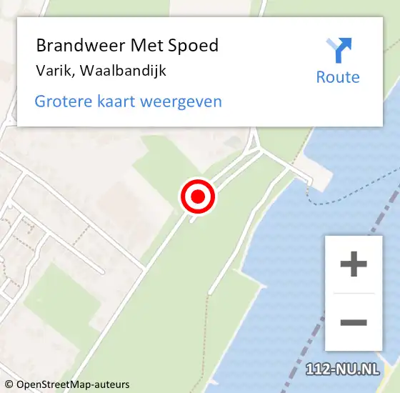 Locatie op kaart van de 112 melding: Brandweer Met Spoed Naar Varik, Waalbandijk op 30 december 2017 19:22