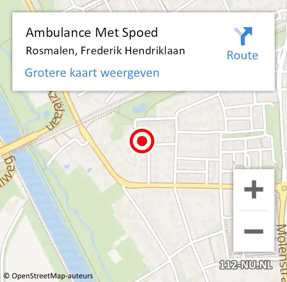 Locatie op kaart van de 112 melding: Ambulance Met Spoed Naar Rosmalen, Frederik Hendriklaan op 30 december 2017 19:31