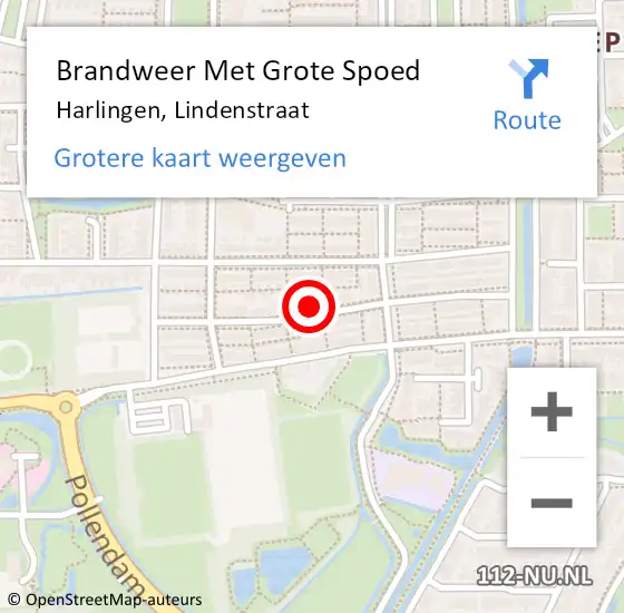 Locatie op kaart van de 112 melding: Brandweer Met Grote Spoed Naar Harlingen, Lindenstraat op 30 december 2017 19:32