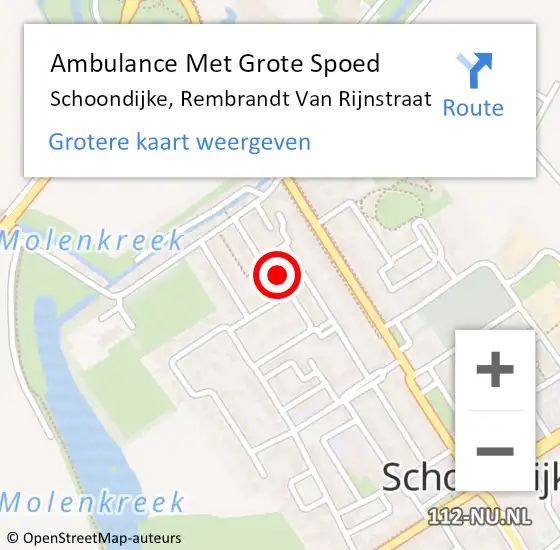 Locatie op kaart van de 112 melding: Ambulance Met Grote Spoed Naar Schoondijke, Rembrandt Van Rijnstraat op 30 december 2017 20:12