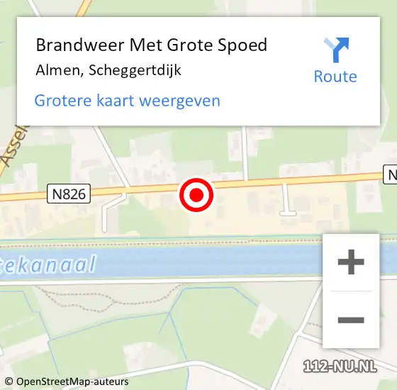 Locatie op kaart van de 112 melding: Brandweer Met Grote Spoed Naar Almen, Scheggertdijk op 30 december 2017 20:39