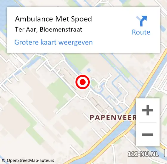 Locatie op kaart van de 112 melding: Ambulance Met Spoed Naar Ter Aar, Bloemenstraat op 30 december 2017 21:04