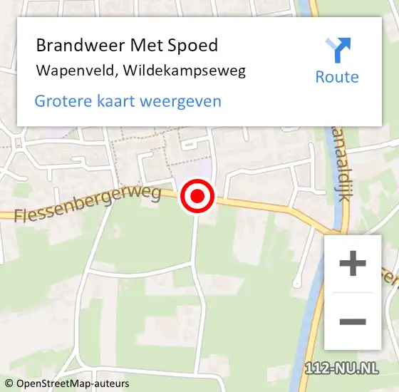 Locatie op kaart van de 112 melding: Brandweer Met Spoed Naar Wapenveld, Wildekampseweg op 30 december 2017 21:07