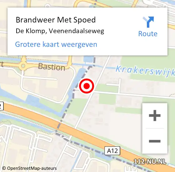 Locatie op kaart van de 112 melding: Brandweer Met Spoed Naar De Klomp, Veenendaalseweg op 30 december 2017 21:29