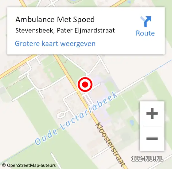 Locatie op kaart van de 112 melding: Ambulance Met Spoed Naar Stevensbeek, Pater Eijmardstraat op 30 december 2017 21:41