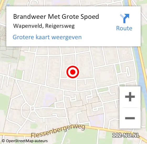 Locatie op kaart van de 112 melding: Brandweer Met Grote Spoed Naar Wapenveld, Reigersweg op 30 december 2017 21:41