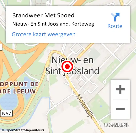 Locatie op kaart van de 112 melding: Brandweer Met Spoed Naar Nieuw- En Sint Joosland, Korteweg op 30 december 2017 22:07