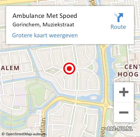 Locatie op kaart van de 112 melding: Ambulance Met Spoed Naar Gorinchem, Muziekstraat op 30 december 2017 22:22