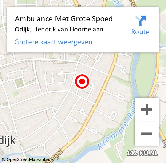 Locatie op kaart van de 112 melding: Ambulance Met Grote Spoed Naar Odijk, Hendrik van Hoornelaan op 30 december 2017 22:42