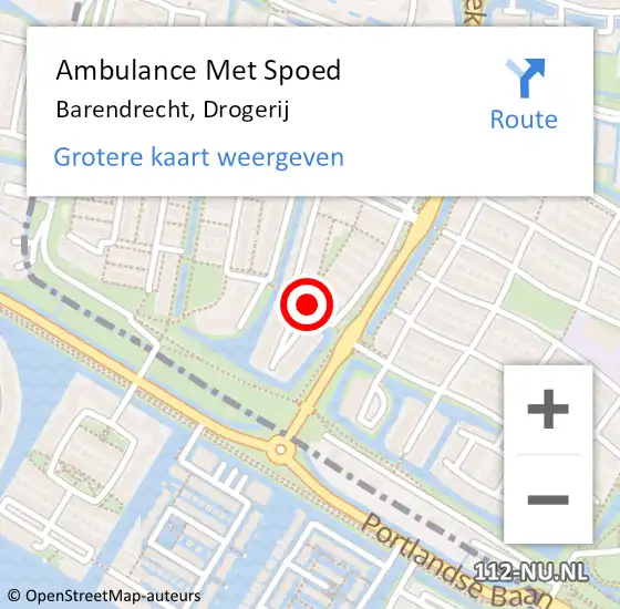 Locatie op kaart van de 112 melding: Ambulance Met Spoed Naar Barendrecht, Drogerij op 30 december 2017 22:59