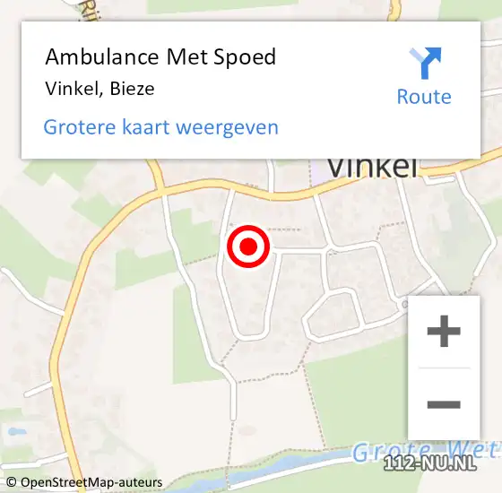 Locatie op kaart van de 112 melding: Ambulance Met Spoed Naar Vinkel, Bieze op 30 december 2017 23:04