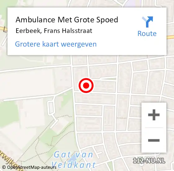 Locatie op kaart van de 112 melding: Ambulance Met Grote Spoed Naar Eerbeek, Frans Halsstraat op 30 december 2017 23:16