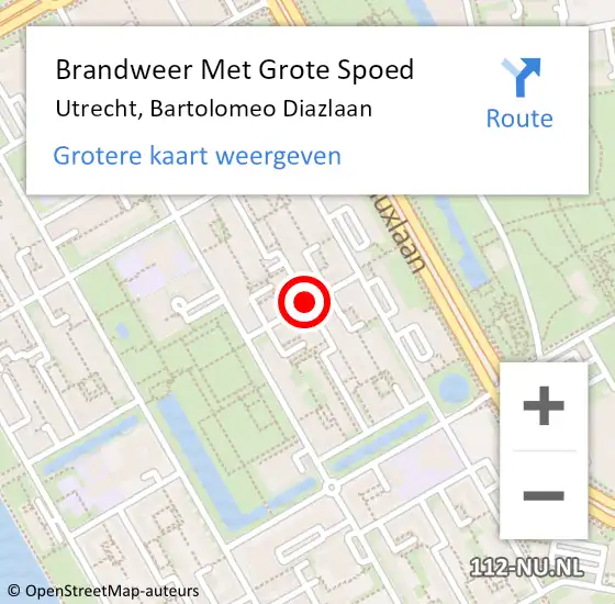 Locatie op kaart van de 112 melding: Brandweer Met Grote Spoed Naar Utrecht, Bartolomeo Diazlaan op 30 december 2017 23:38