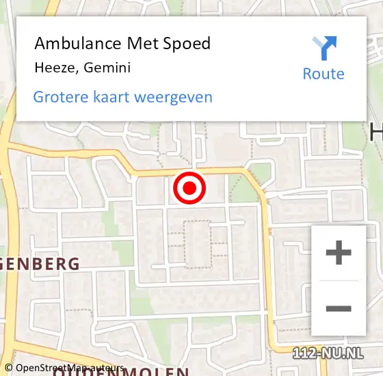 Locatie op kaart van de 112 melding: Ambulance Met Spoed Naar Heeze, Gemini op 31 december 2017 00:42