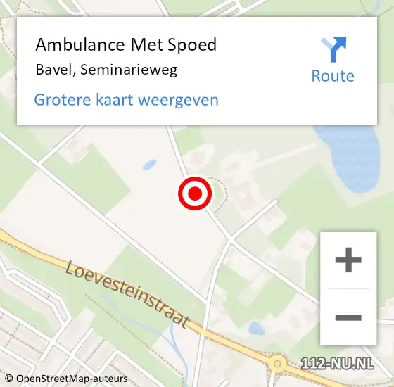 Locatie op kaart van de 112 melding: Ambulance Met Spoed Naar Bavel, Seminarieweg op 31 december 2017 00:44