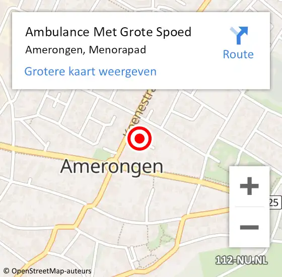 Locatie op kaart van de 112 melding: Ambulance Met Grote Spoed Naar Amerongen, Menorapad op 31 december 2017 01:50