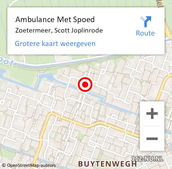 Locatie op kaart van de 112 melding: Ambulance Met Spoed Naar Zoetermeer, Scott Joplinrode op 31 december 2017 02:43