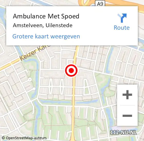 Locatie op kaart van de 112 melding: Ambulance Met Spoed Naar Amstelveen, Spinnerij op 31 december 2017 03:05