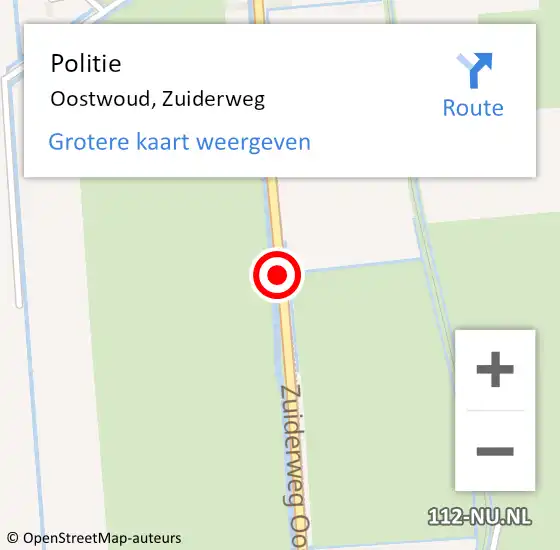 Locatie op kaart van de 112 melding: Politie Oostwoud, Zuiderweg op 31 december 2017 03:38