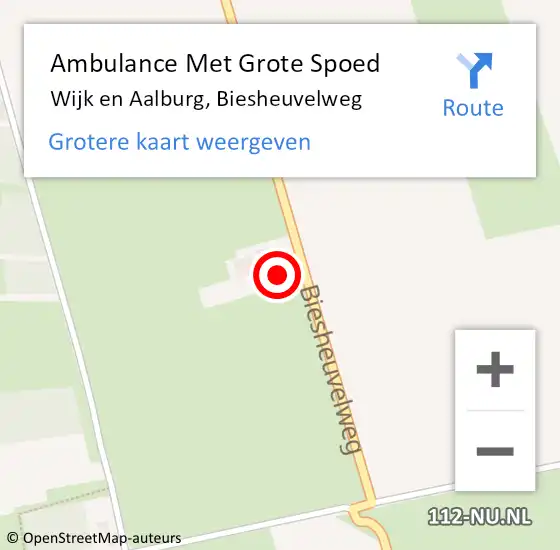 Locatie op kaart van de 112 melding: Ambulance Met Grote Spoed Naar Wijk en Aalburg, Biesheuvelweg op 31 december 2017 04:03