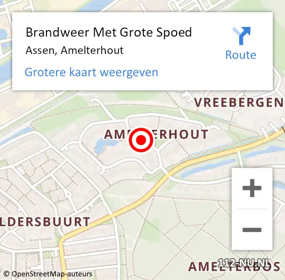 Locatie op kaart van de 112 melding: Brandweer Met Grote Spoed Naar Assen, Amelterhout op 31 december 2017 04:28