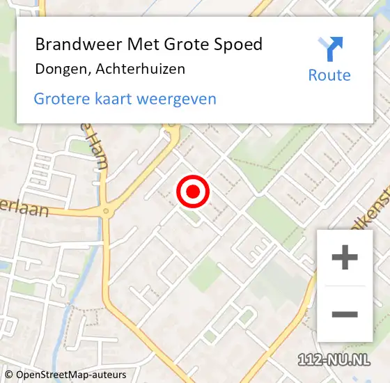 Locatie op kaart van de 112 melding: Brandweer Met Grote Spoed Naar Dongen, Achterhuizen op 31 december 2017 05:07