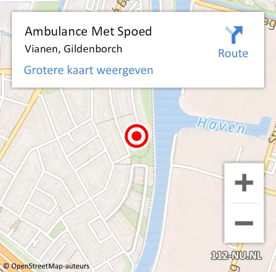 Locatie op kaart van de 112 melding: Ambulance Met Spoed Naar Vianen, Gildenborch op 31 december 2017 06:14