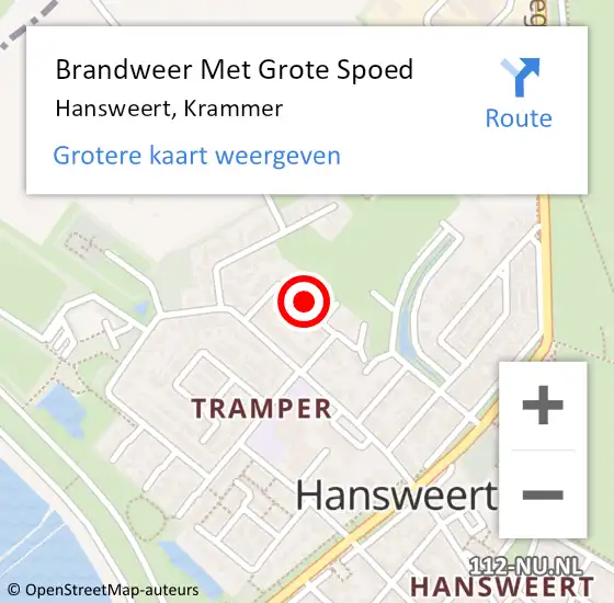 Locatie op kaart van de 112 melding: Brandweer Met Grote Spoed Naar Hansweert, Krammer op 31 december 2017 06:30