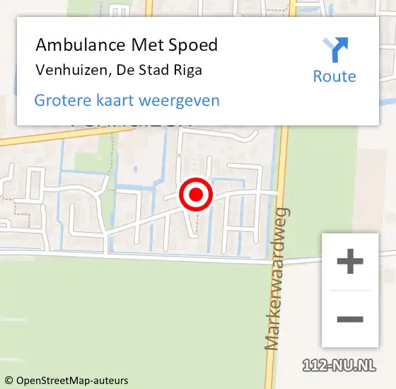 Locatie op kaart van de 112 melding: Ambulance Met Spoed Naar Venhuizen, De Stad Riga op 31 december 2017 07:14