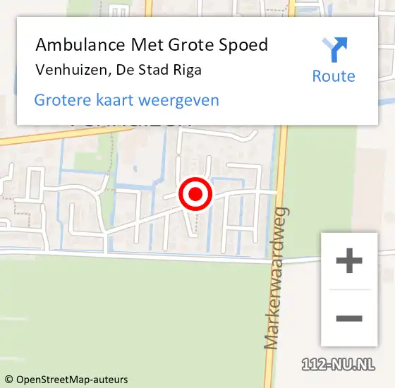 Locatie op kaart van de 112 melding: Ambulance Met Grote Spoed Naar Venhuizen, De Stad Riga op 31 december 2017 07:19