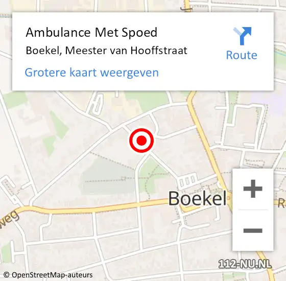 Locatie op kaart van de 112 melding: Ambulance Met Spoed Naar Boekel, Meester van Hooffstraat op 31 december 2017 07:22